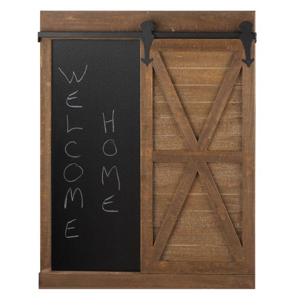 Chalkboard And Mirror With Barn Door - Distinctive Merchandise