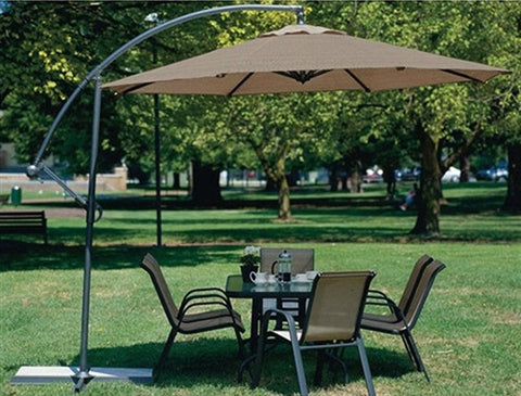 10 Foot Mocha Offset Patio Umbrella Rotates 360 Degrees - Distinctive Merchandise