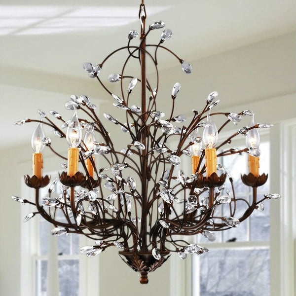 Antique Bronze 6-light Crystal and Iron Chandelier - Distinctive Merchandise