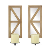 Mirrored Wood Candle Sconce Set - Distinctive Merchandise