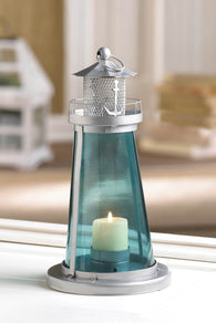 Blue Glass Watch Tower Candle Lamp - Distinctive Merchandise