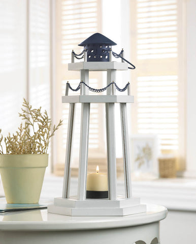 Lighthouse Point Wooden Lantern - Distinctive Merchandise