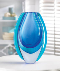 Azure Blue Art Glass Vase - Distinctive Merchandise