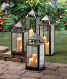 Large Rustic Silver Contemporary Lantern - Distinctive Merchandise
