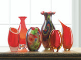 Red Floral Flow Glass Vase - Distinctive Merchandise