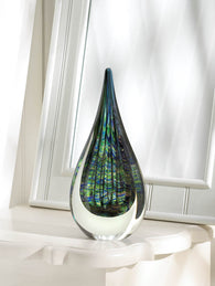 Peacock Inspired Art Glass Sculpture - Distinctive Merchandise