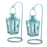 Baby Blue Hanging Railroad Lantern Pair - Distinctive Merchandise
