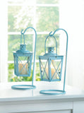 Baby Blue Hanging Railroad Lantern Pair - Distinctive Merchandise
