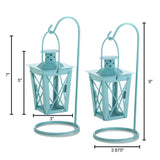 Baby Blue Hanging Railroad Lantern Pair - Distinctive Merchandise