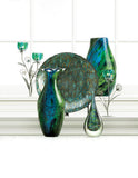 Peacock Inspired Art Glass Sculpture - Distinctive Merchandise