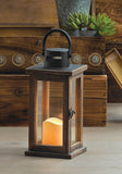 Lodge Wooden Lantern With Led Candle - Distinctive Merchandise