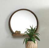 Round Wooden Mirror With Shelf - Distinctive Merchandise