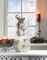 Snowman Statue With Twig Lights - Distinctive Merchandise