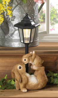 Adorable Mom And Baby Rabbit Solar Lamp - Distinctive Merchandise