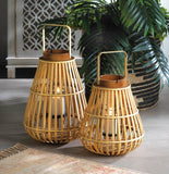 Large Slat Wood Lantern - Distinctive Merchandise