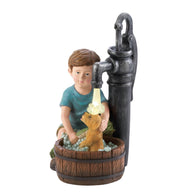 Boy And Dog Solar Garden Statue - Distinctive Merchandise