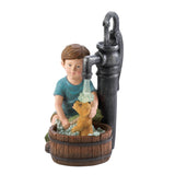 Boy And Dog Solar Garden Statue - Distinctive Merchandise