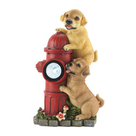 Dogs And Fire Hydrant Solar Statue - Distinctive Merchandise