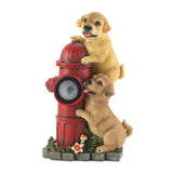 Dogs And Fire Hydrant Solar Statue - Distinctive Merchandise