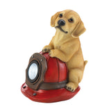 Dog And Fire Helmet Solar Statue - Distinctive Merchandise