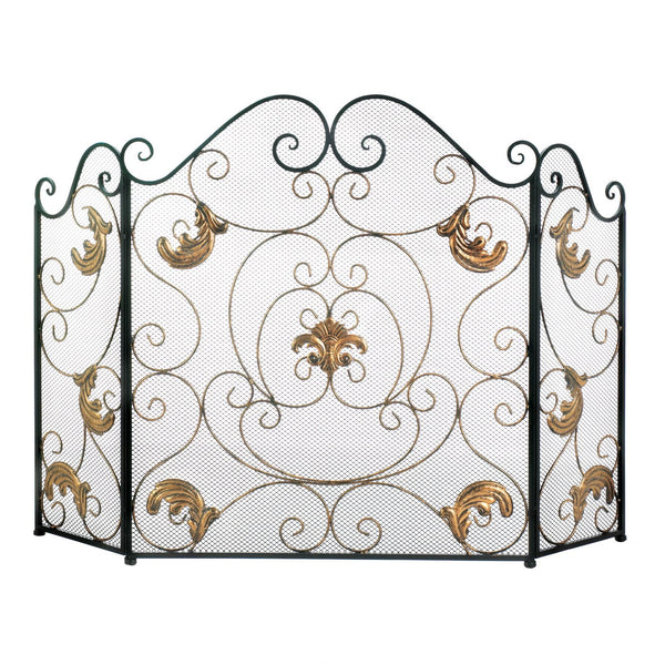 Gold Fleur-de-lis Fireplace Screen - Distinctive Merchandise