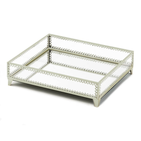 Silver Trim Glass Tray - Distinctive Merchandise