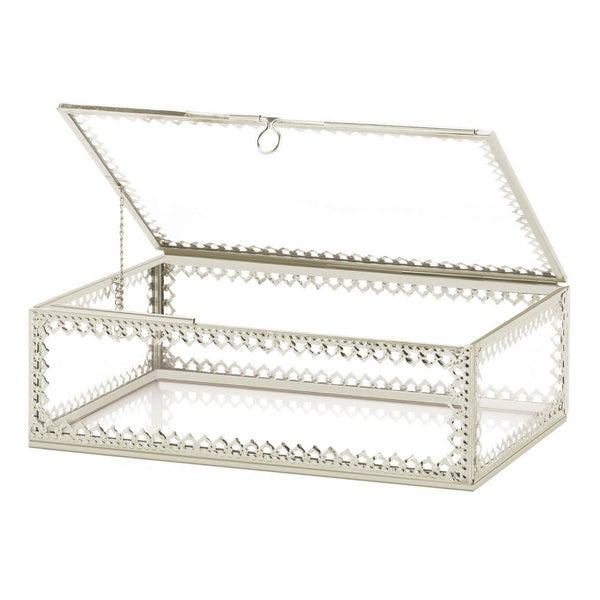 Silver Trim Glass Box - Distinctive Merchandise