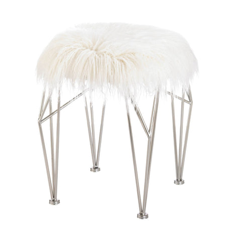 Fur Stool With Prism Legs - Distinctive Merchandise