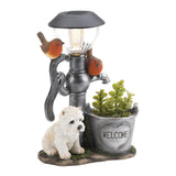 Little Pup And Water Pump  Solar Light - Distinctive Merchandise