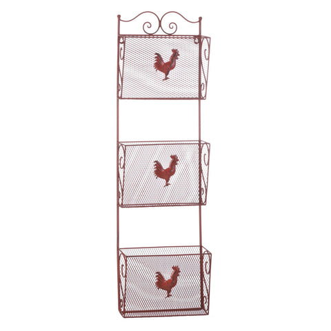 Red Rooster Triple Basket Organizer - Distinctive Merchandise