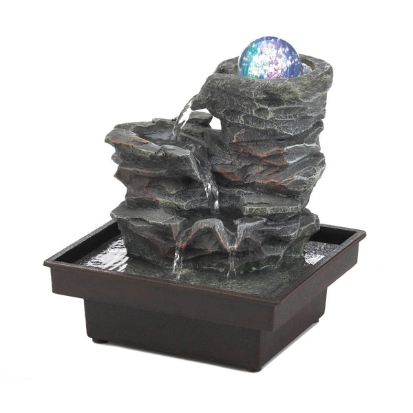 Glass Orb On Rocks Tabletop Fountain - Distinctive Merchandise
