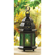 Green Glass Moroccan Lantern - Distinctive Merchandise