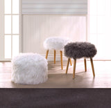 Fuzzy White Ottoman Pouf - Distinctive Merchandise