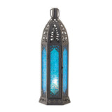 Tall Floret Blue Candle Lantern - Distinctive Merchandise