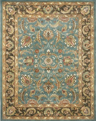 Handmade Heritage Blue/ Brown Wool Rug (9'6" x 13'6") - Distinctive Merchandise