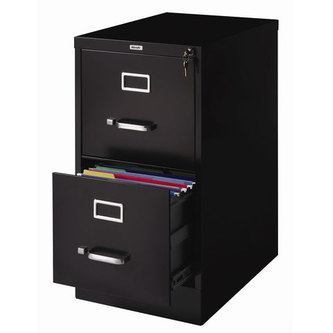 2-Drawer Vertical Filing File Cabinet with Lock in Black Metal - Distinctive Merchandise