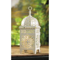 White Scrollwork Candle Lantern - Distinctive Merchandise