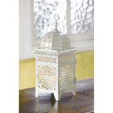 White Scrollwork Candle Lantern - Distinctive Merchandise