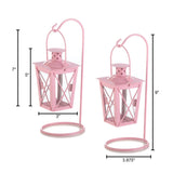 Pink Iron Railroad Hanging Lantern Pair - Distinctive Merchandise