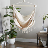 Natural Hammock Chair With Fringe Trim