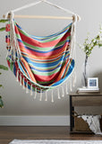 Summer Stripe Hammock Chair With Fringe Trim