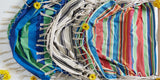 Blue And Cream Ticking Stripe Hammock Chair With Fringe Trim