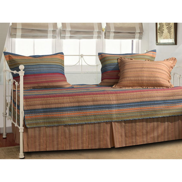 Reversible 5-Piece Daybed Set with Bed-skirt and Three Pillow Shams - Distinctive Merchandise