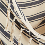 Blue And Cream Ticking Stripe Hammock Chair With Fringe Trim