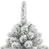 7.5 Foot Easy Set Up Snow Flocked Faux Pine Christmas Tree with Metal Stand - Distinctive Merchandise