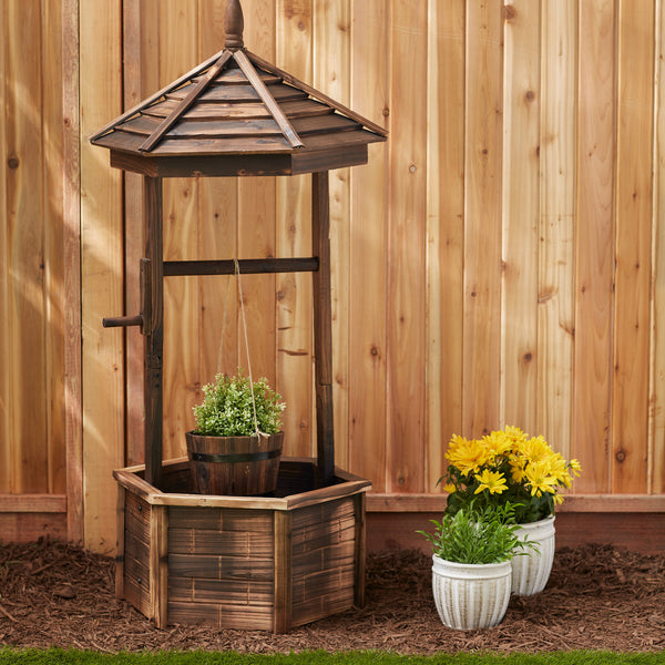 Rustic Wishing Well Planter