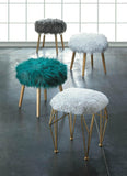 Gray Faux Fur Stool