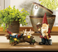Sleeping Gnome With Bunnies Solar Statue