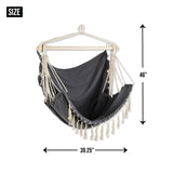 Blue And Cream Ticking Stripe Hammock Chair With Fringe Trim
