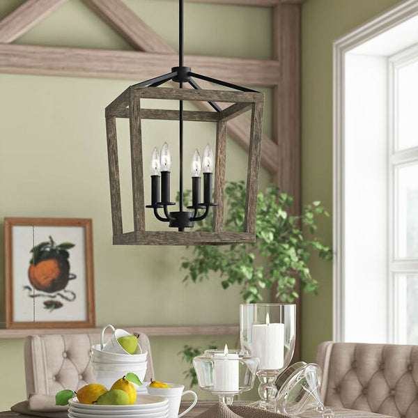 4 Light Lantern Adjustable Dimmable Square/Rectangle Chandelier - Distinctive Merchandise